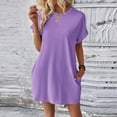 thumbnail image 5 of Nuoqisi Summer Dresses for Women Casual Short T Shirt Dress Short Sleeve Round Neck Straight Loose Flowy Mini Tee Shirt Dress, 5 of 6