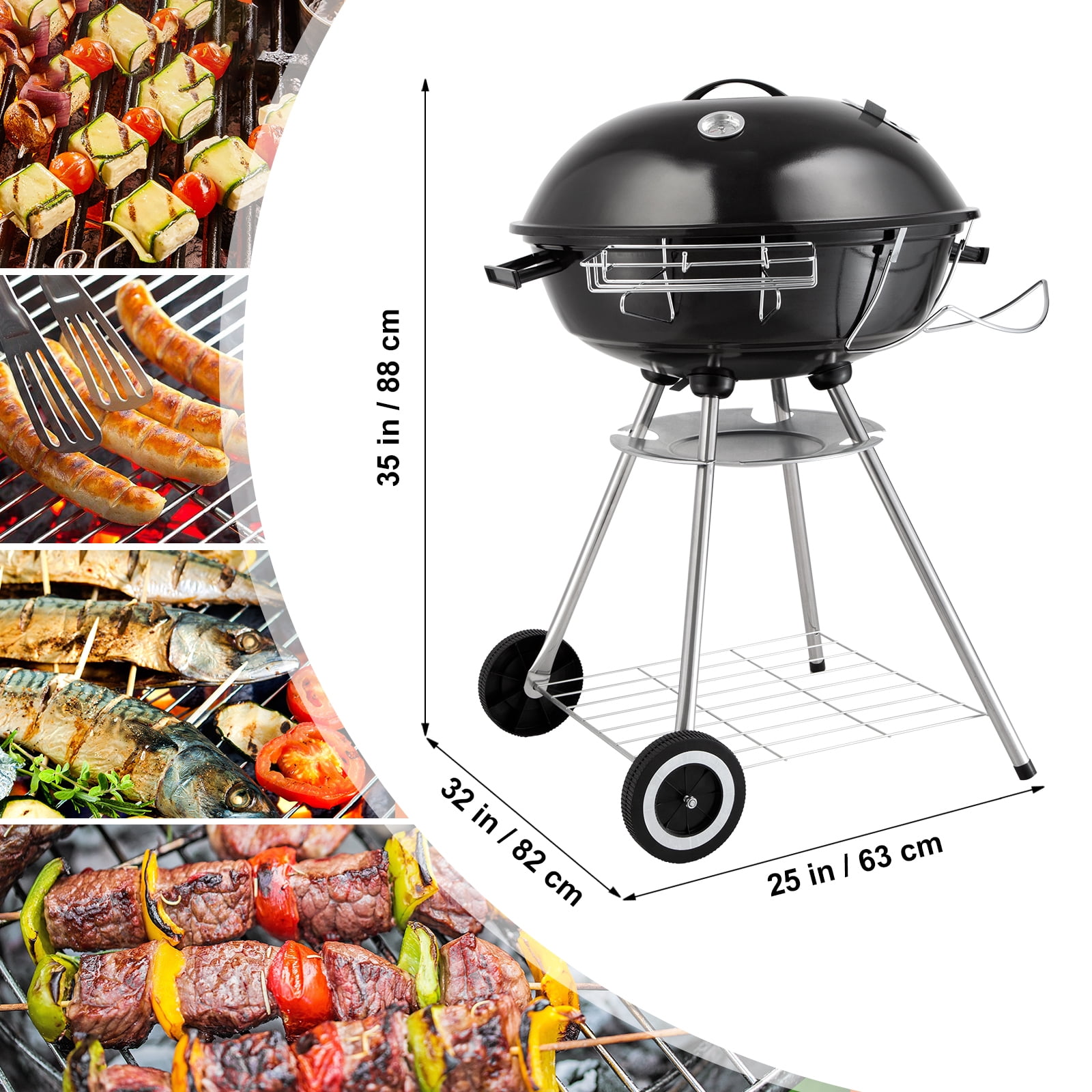 BENTISM 22 inch Kettle Charcoal Grill BBQ Portable Grill Outdoor Barbecue Cooking