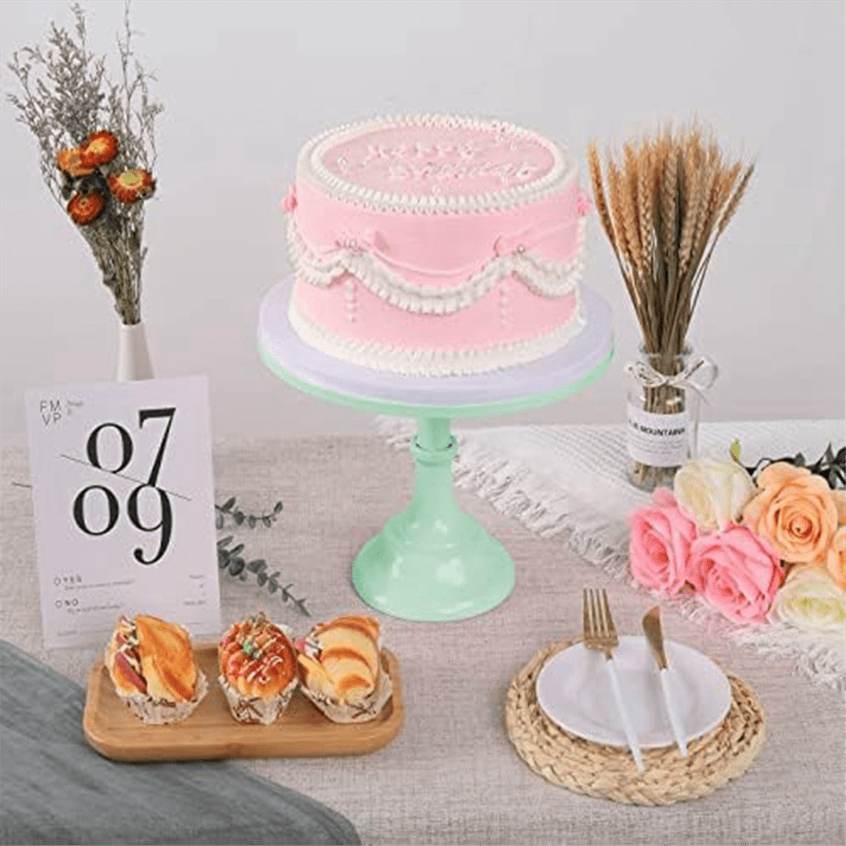 3pcs Moules à Cake Pops Ronds En PLA - Avec Plateau 23cm - Bleu