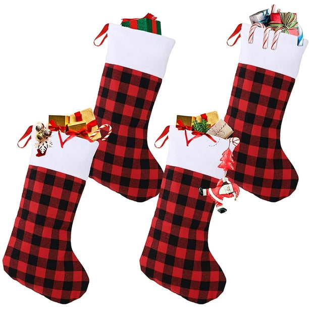 4 Medias navideñas personalizadas Medias navideñas Medias navideñas de celosía Calcetines colgantes Bolsas de regalo Calcetines colgantes Árbol de Navidad Medias navideñas Decoración de fiesta Bolsas