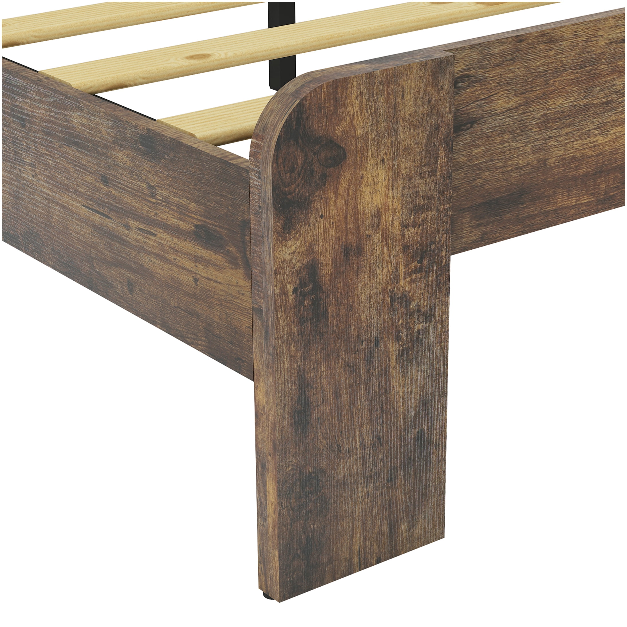 King Size Bed Frame with Storage Headboard, USB Charging Ports, LED Mood Lighting, No Box Spring Needed