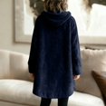 thumbnail image 5 of Plus Size Coat Plus Size Womens Coats Plus Size Coats Fuzzy Fleece Jacket for Women Lightweight Cozy Button Hooded Shirts Womens Winter Coats Causal Plus Size Bed Jackets, Dark Blue-M, 5 of 7