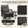 thumbnail image 6 of 3-Piece Outdoor Swivel Rocking Chairs Set, Weather-Resistant Patio Furniture for Porch Backyard Poolside, with Coffee Table & Thick Cushions, Easy Assembly, Wicker 360° Swivel Rocker Bistro Set, 6 of 9