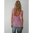 thumbnail image 6 of Women Ruffle Trim Tank Tops Sleeveless Square Neck Solid Color Chiffon Tops Vest Summer Shirts, 6 of 7