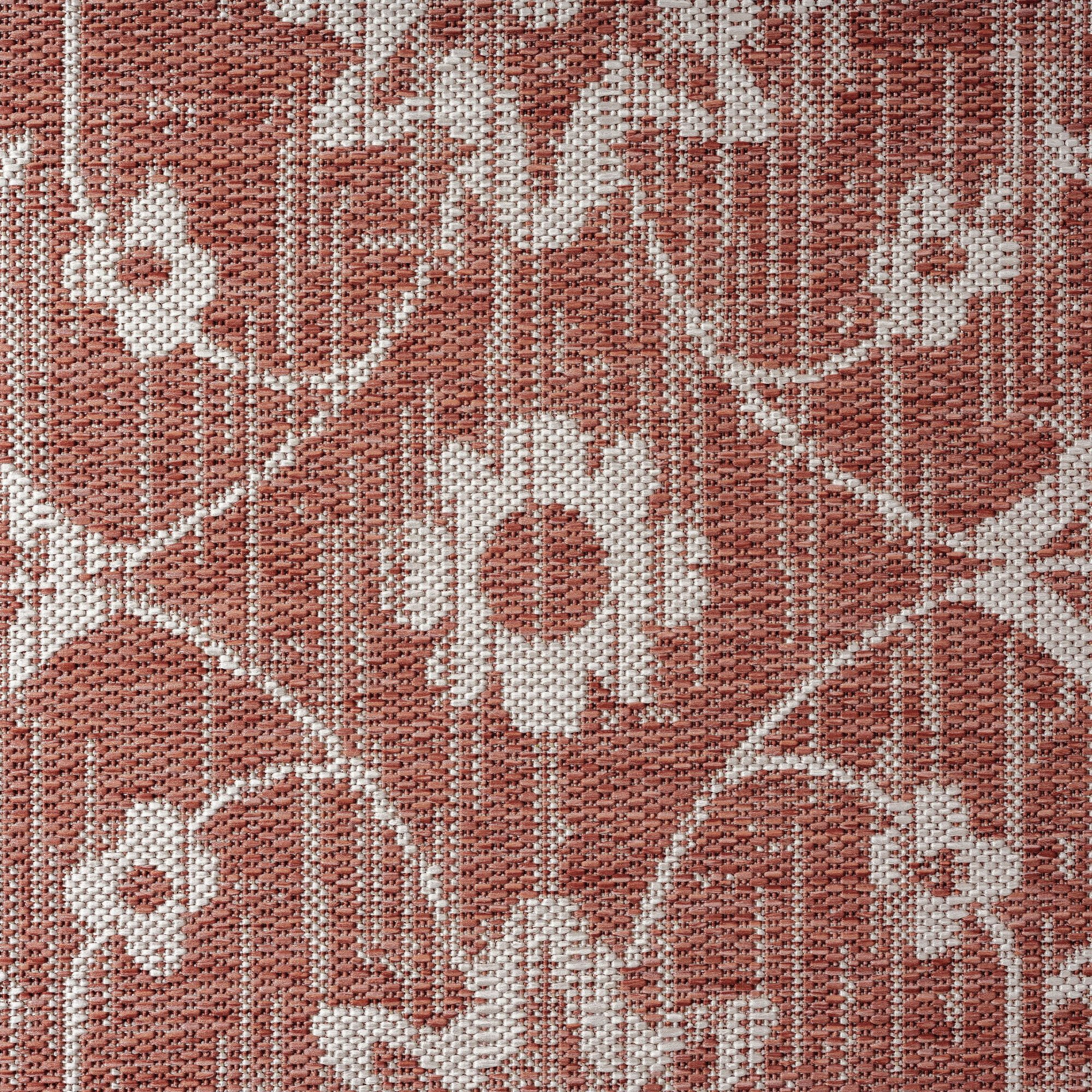 Nicole Miller New York Patio Country Ayala Botanical Floral Indoor/Outdoor Area Rug, Terracotta/Ivory , 5'2"x7'2"