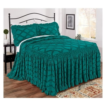 Marissa Chenille Bedspread Queen Cotton Deep Teal