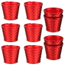 FUEENIRVA Holiday Planter Pot Red Plastic 10Pcs Round Shape