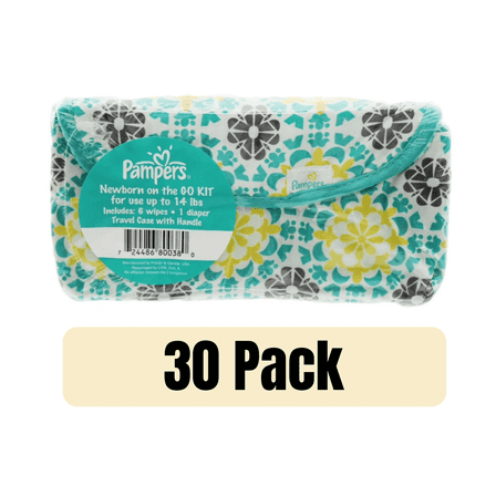 Pampers Newborn On The Go Kit, 6 wipes 1 diaper, 30 Pack