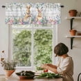 thumbnail image 6 of Bunny Easter Rod Pocket Curtain Valance, Spring Floral Eucalyptus Leaves Weeping Wooden Farmhouse Window Valance for Living Room, Bedroom, Kitchen 42"W x 18"L, 6 of 9