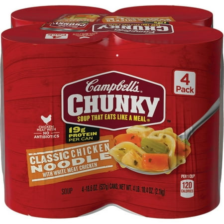 Campbell's Chunky Classic Chicken Noodle Soup With White Meat Chicken, 18.6 oz. (Pack of