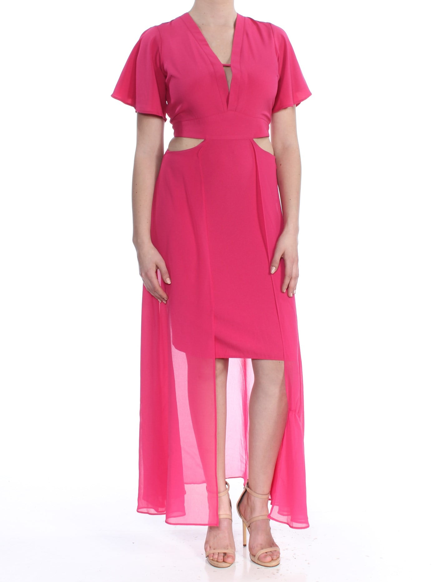 XOXO Dresses Small Junior Cutout VNeck Sheer Overlay Maxi Dress S