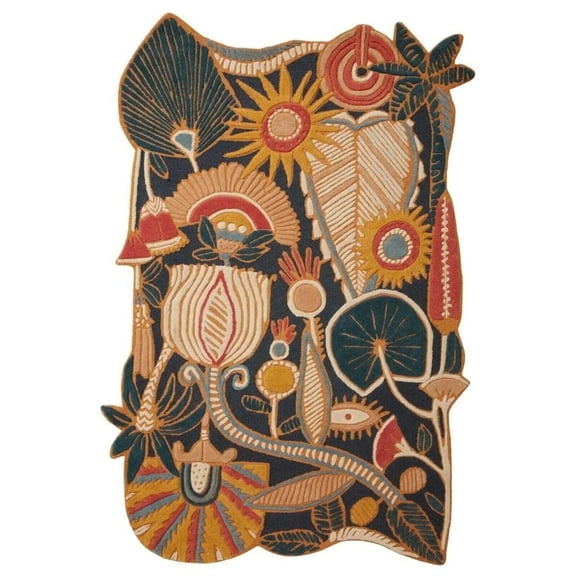 ALEF HOME Loloi Optimism Hand-Tufted Art Deco Botanical Multicolor Area Rug, 6' x 9', Quick Dry