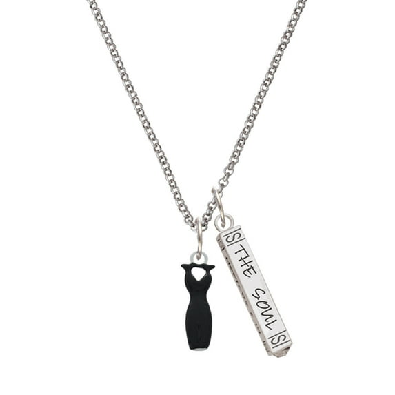 Delight Jewelry Little Black Dress Silvertone Hope Anchors the Soul Bar Charm Necklace, 23"