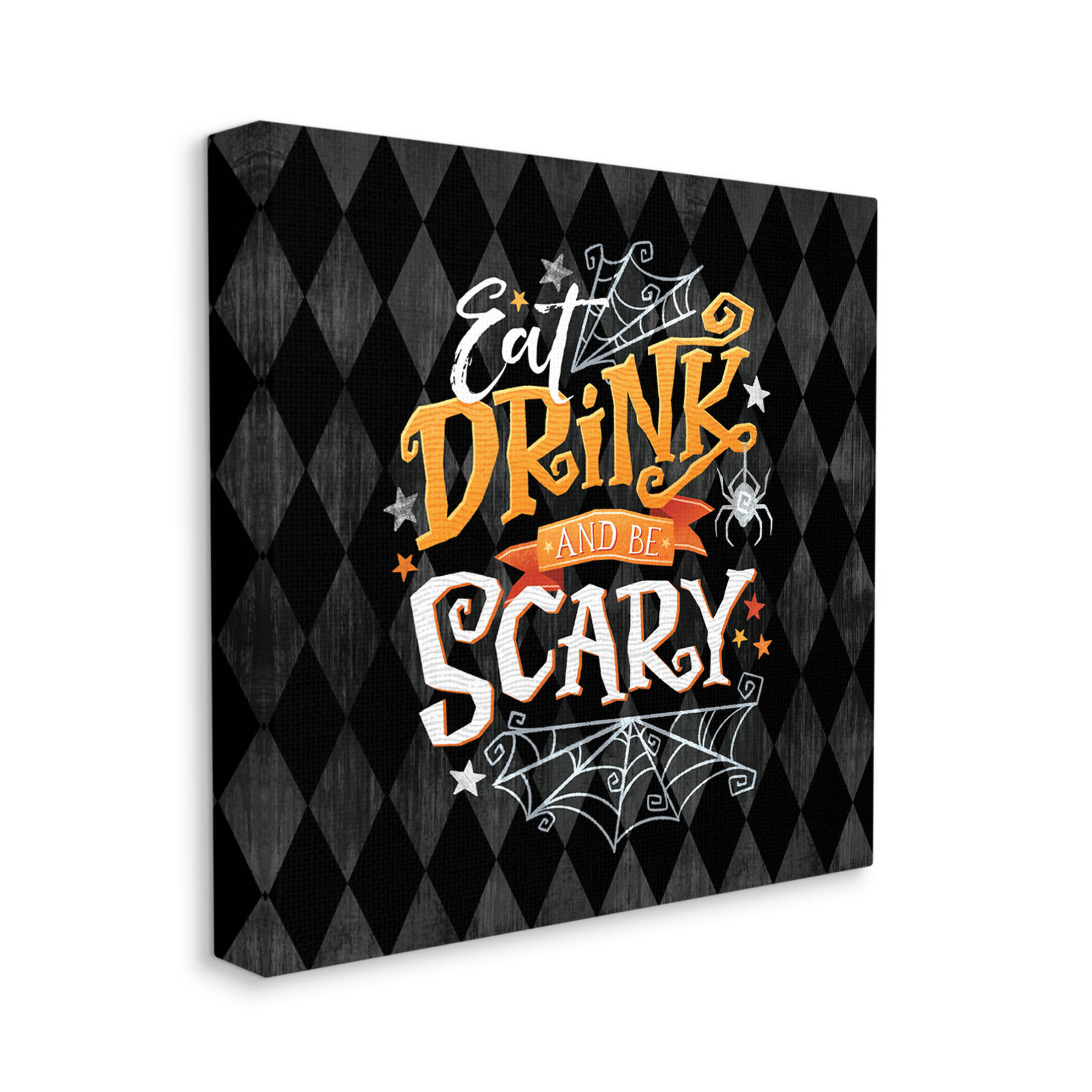 Eat Drink Be Scary Halloween Pattern Holiday Graphic Art Gallery Wrapped Canvas Print Wall Art