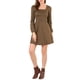 thumbnail image 2 of Vestido de cuadros A-line de manga larga con escote cuadrado para mujeres Inspire Chic en marrón-dorado, 2 of 7