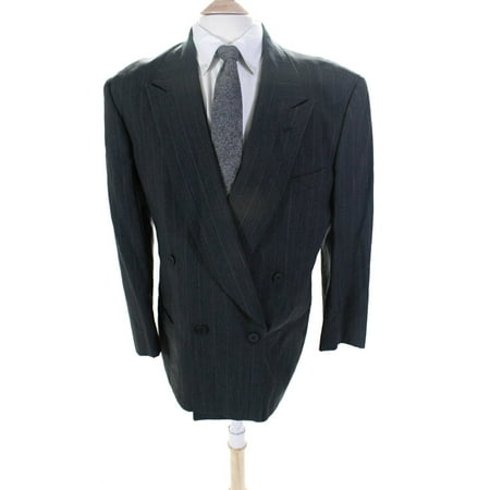 Pre-owned|Giorgio Armani Mens Stripe Double Breast Blazer Gray Size Regular 42
