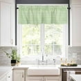 thumbnail image 3 of Blue Green Kitchen Curtains, Grid Checkered Plaid Gingham Lattice Trellis 3-Piece Kitchen Curtain Valance and Tiers Set 36 Inch Length, Rod Pocket Half Window Curtains for Cafe Living Room Bathroom, 3 of 6