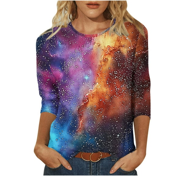 SHE IS Womens 3/4 Sleeve Tops, Womens Long Sleeve T Shirts Fall Cute Tops for Women Fall Lace Blouses for Women Long Sleeve Basic Tees for Women