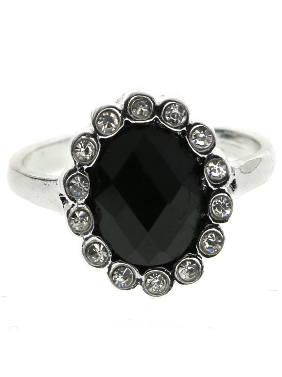 Crystal Sized-Ring Silver-Tone Size 9.00