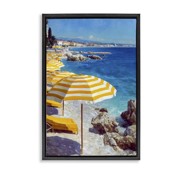 Stupell Industries Coastal Sunshine on the Shore Black Floating Frame Canvas Art, 17 x 25, by Petals Prints Design