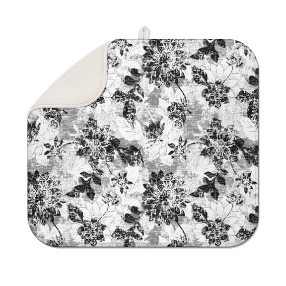 Pioneer Flower Floral Print Pattern Dish Drying Mat for Kitchen 1 Pack, Ultra Absorbent Microfiber Dishes Drainer Mats,16"x18"