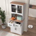 thumbnail image 3 of GZXS Long Standing Kitchen Cabinet, 2 Storage Drawers, Large Open Space for Microwave, White, 3 of 10