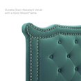 thumbnail image 3 of Platform Bed Frame, Nailhead, Queen Size, Teal Blue, Velvet, Modern Contemporary, Bedroom Master Guest Suite Room, 3 of 10