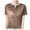 Brown Tops, variant on Women's V Neck Pullover T-Shirt Summer Thin Short Sleeve Tops Solid Color Casual Loose Tee Beige M
