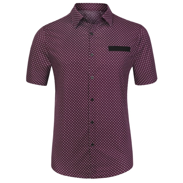 Camisa de manga corta con bolsillo en contraste y estampado de Camisa de Color Negro para Hombre burdeos M