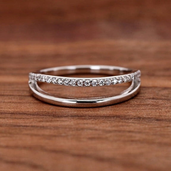 Bow Jewel White Gold Plated 14K Diamond Eternity Rings - Brilliant 0.49 Ct Round Cut Diamond Rings - Two Bend Diamond Rings for Women's - Rings for Women's - Promise Wedding Gifts