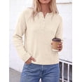 thumbnail image 3 of PRETTYGARDEN Women's Fall Button Up Cozy Pullover Sweaters | Stretchy Soft Knit, Drop Shoulder Long Sleeve Tops, Henley Crewneck Rolled Edge, Dressy Casual Blouses, Trendy Winter Clothes, 3 of 8