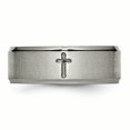 thumbnail image 3 of Titanium Cross 8mm Ridged Edge Ring Man Religious Wedding Designed  For Dad Mens  For Him, 3 of 11