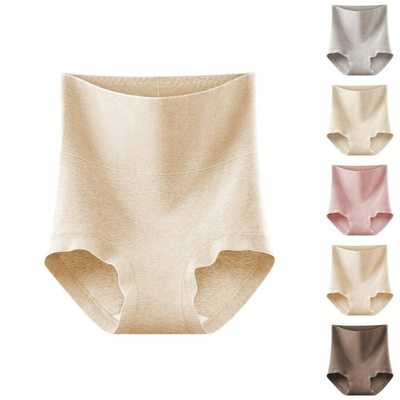 QLEICOM Cotton Underwear for Women,Women's Panties,Womens High Waist Panties for Postpartum Soft Seamless Gentle Compression on Incision Area for Comfortable After Cesarean Birth Beige