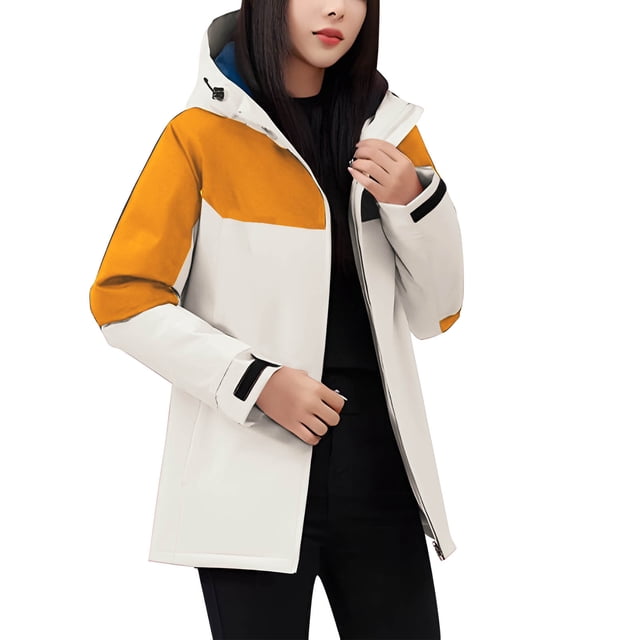 WRKEKC Women's Velvet Hooded Jacket Long Sleeve Windproof Zipper Pocket Plush Warm Winter Coat