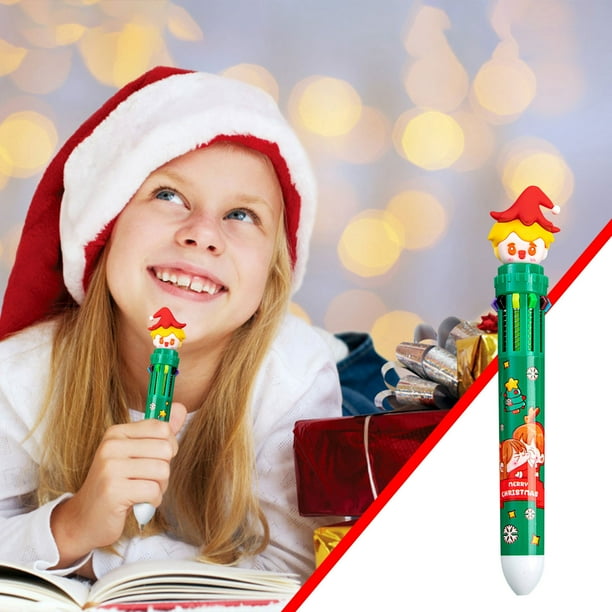 Xihbxyly Bolígrafo Navideño con Diseño Multicolor, Tinta de Secado Rápido, Escritura Suave, Ideal para Papelería y Regalos Navideños, 1 Unidad, 15,5 Cm de Largo.