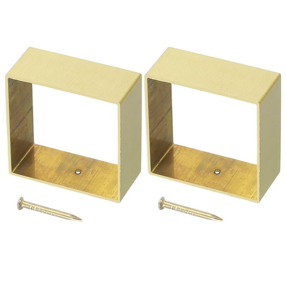 Uxcell 2 Pcs Brass Furniture Foot Cover, 1.65 x 1.77 x 0.79 Inch Square Furniture Pads Leg Cover Gold Table Foot Cap Floor Protector for Chair, Table, Sofa, Bed