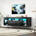 thumbnail image 6 of ChVans Floating TV Stand for TV's up to 75", Wall Mounted Floating Entertainment Center with LED Lights, Modern Wood TV Cabinet for Living Room, Bedroom,Black, 6 of 9