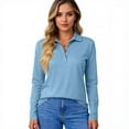 thumbnail image 5 of Womens Long Sleeve Polo Shirts Collared Button Down Tops Soft Lightweight Business Casual and Office Wear 2026 Sky Blue L, 5 of 5