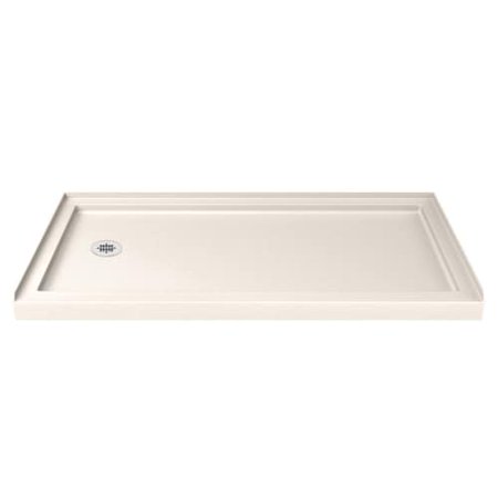 DreamLine SlimLine 34 in. D x 60 in. W x 2 3/4 in. H Left Drain Single Threshold Shower Base in Biscuit