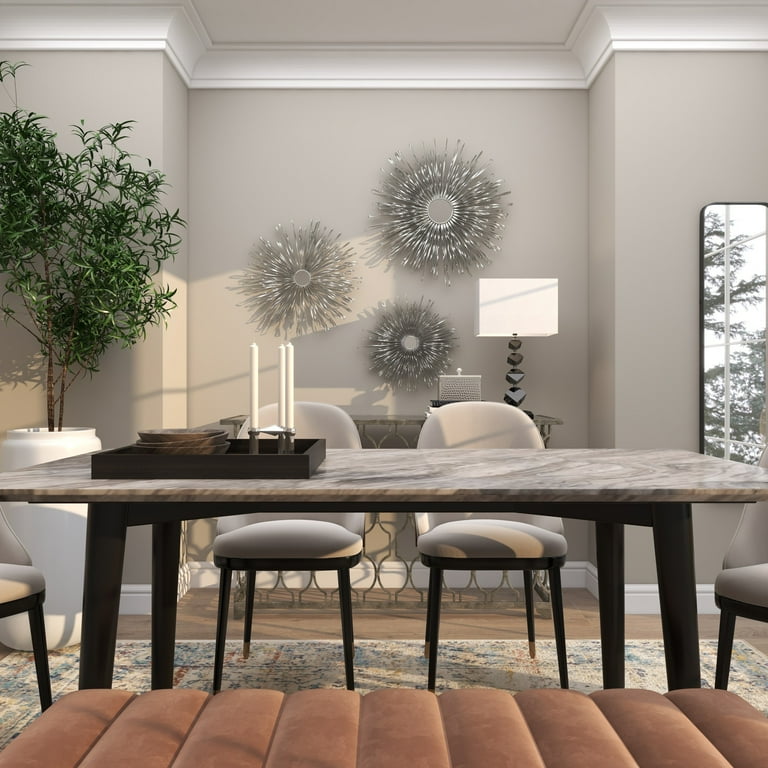 DecMode Silver Metal 3D Looped Sunburst Wall Decor with Mirror