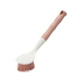 thumbnail image 2 of Pink Blue Dishwashing Brush with Built-in Scraper | Long Handle Kitchen Sink Brush for Pots Pans & Cutlery | Food-Grade Silicone Bristles | Non-Slip Ergonomic Grip | 11-Inch Cleaning Brush, 2 of 7
