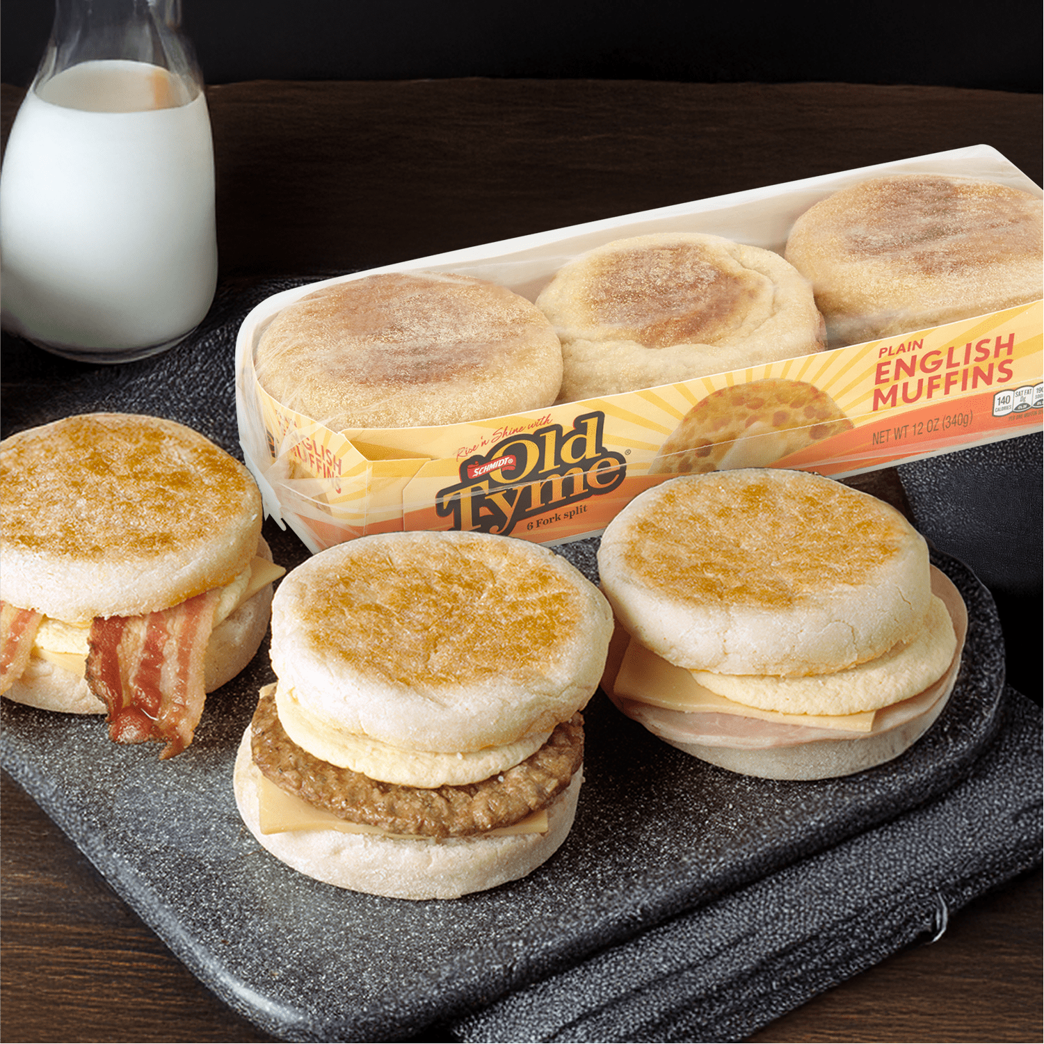 Schmidt Old Tyme Plain English Muffins, 6 Pack (12oz): Soft, 140 Cal, Perfect for Toast or Snacks