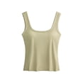 thumbnail image 4 of ChoXxx Women's Built In Bra Tank for Workout Dressy Slim Fit Ribbed Padded Camisole Green M, 4 of 5