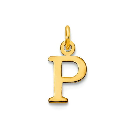 10k Yellow Gold Cutout Letter P Initial Charm Pendant Necklace for Women - .2 Grams