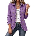 thumbnail image 3 of Womens Long Sleeve Ruffle Button Front Cardigan Jacket Lightweight Open Front Layered Top Structured Collar Casual Outerwear Fall Jackets for Women, 3 of 7