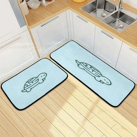 

Cute Turtle Kitchen Rugs Set Non Slip Mats Runner for Dining Room