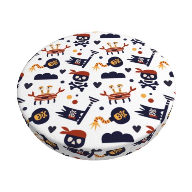 Balery Pirate Theme Fundas de asiento para taburete de bar redondo de tela de terciopelo ajustables que protegen de arañazos y manchas para sillas de 14 a 17 pulgadas.-12 inch