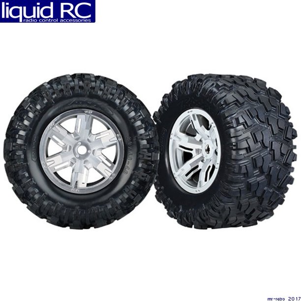 Traxxas 7772R Tires & wheels X-Maxx satin chrome - Walmart.com - Walmart.com