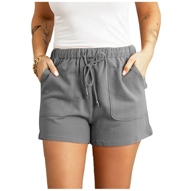 Birdeem Womens Fashion Solid Color Plus Size Rope Tie Shorts Yoga Sport Shorts
