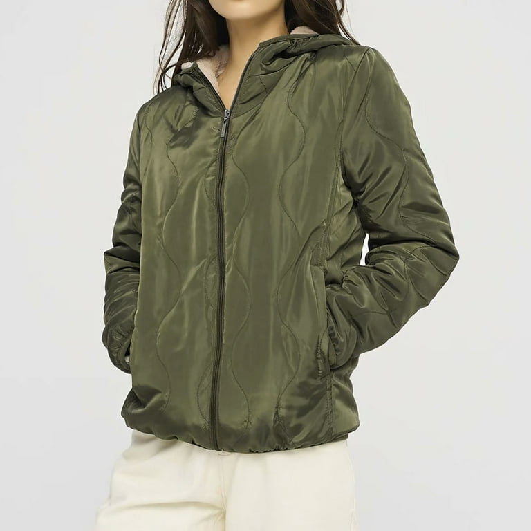 Light Outdoor Jackets for Women Women Jacket Solid Color And Thick Autumn Winter Hooded Zipper Cotton Jacket Ladies Lite Weight Jackets Soft Jackets